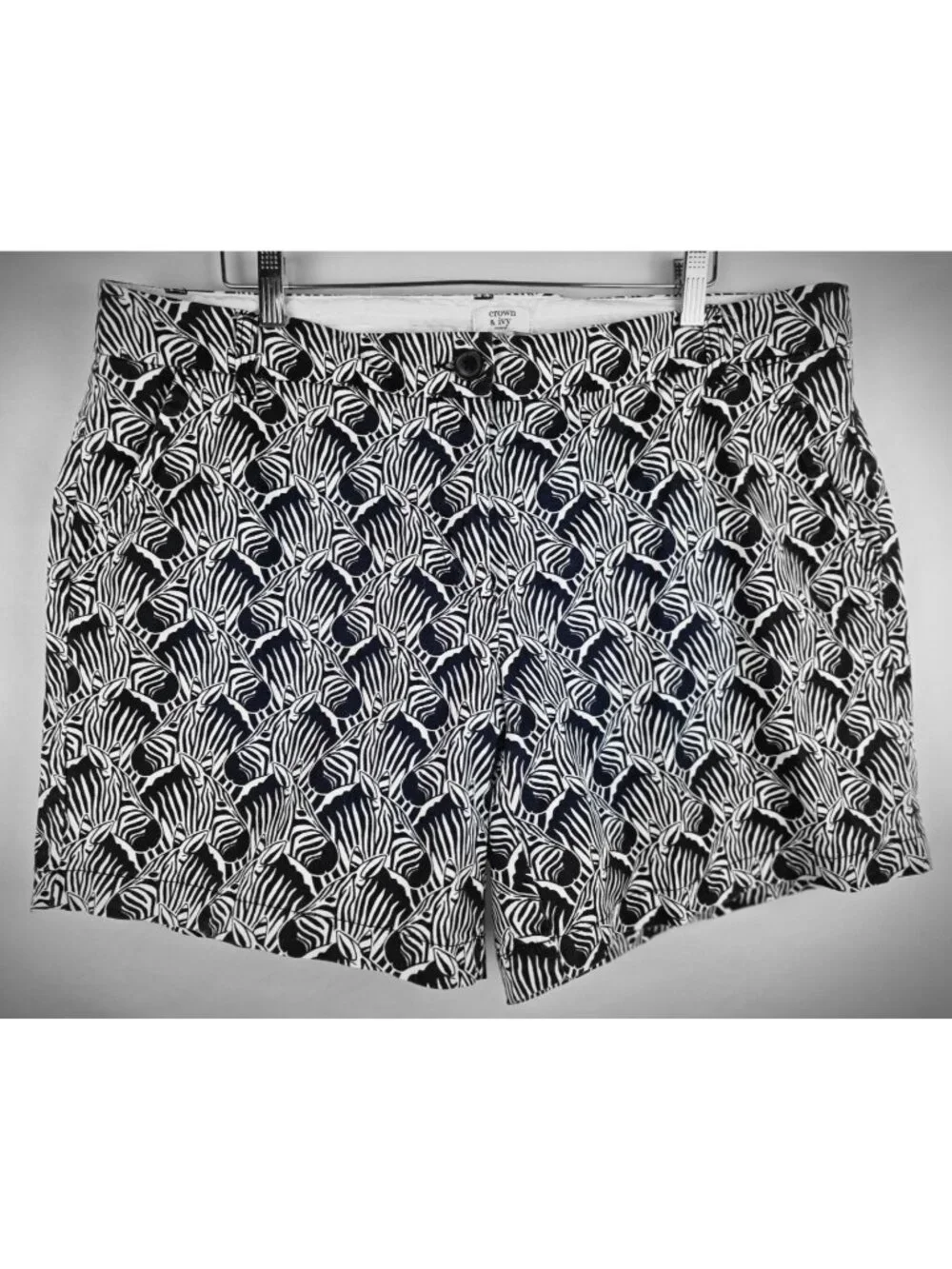 Crown & Ivy Shorts Womens Plus Size 16W Black & White Zebra Zoo Shorts